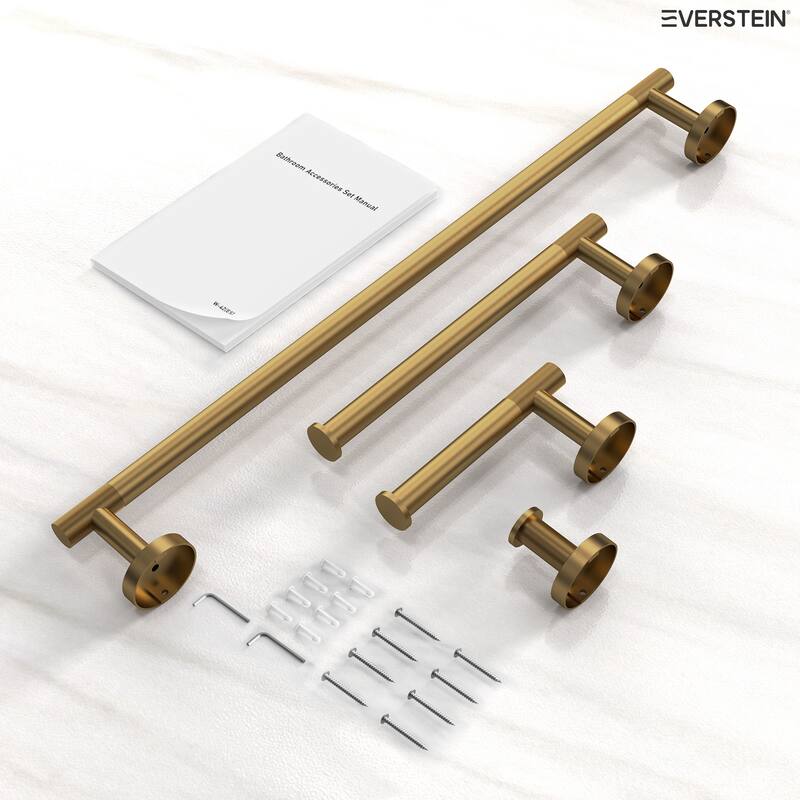 4-Piece Stainless Steel Bathroom Hardware Set, Wall Mounted Bath Towel Bar Set Towel Racks Bathroom Accessories