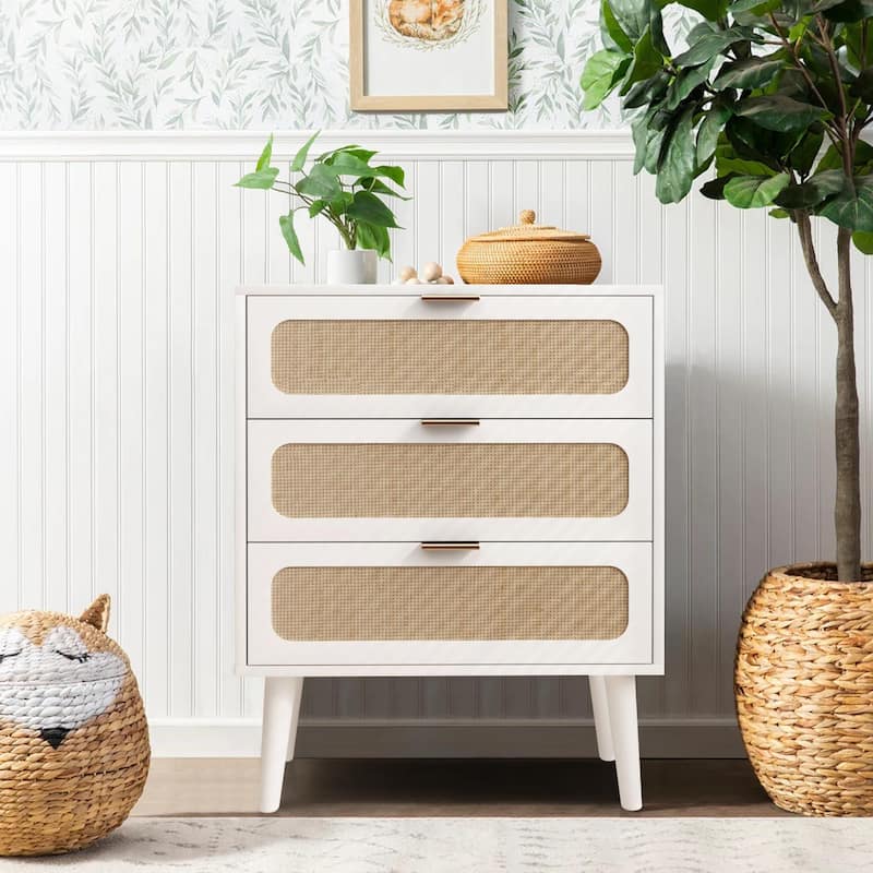 3-Drawer Wood Storage Nightstand