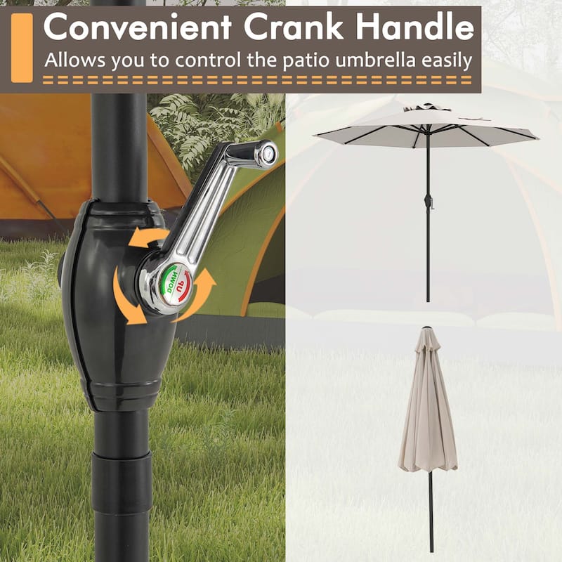 Gymax Outdoor Patio Umbrella Modern Table Umbrella w/8 Heavy Duty Ribs