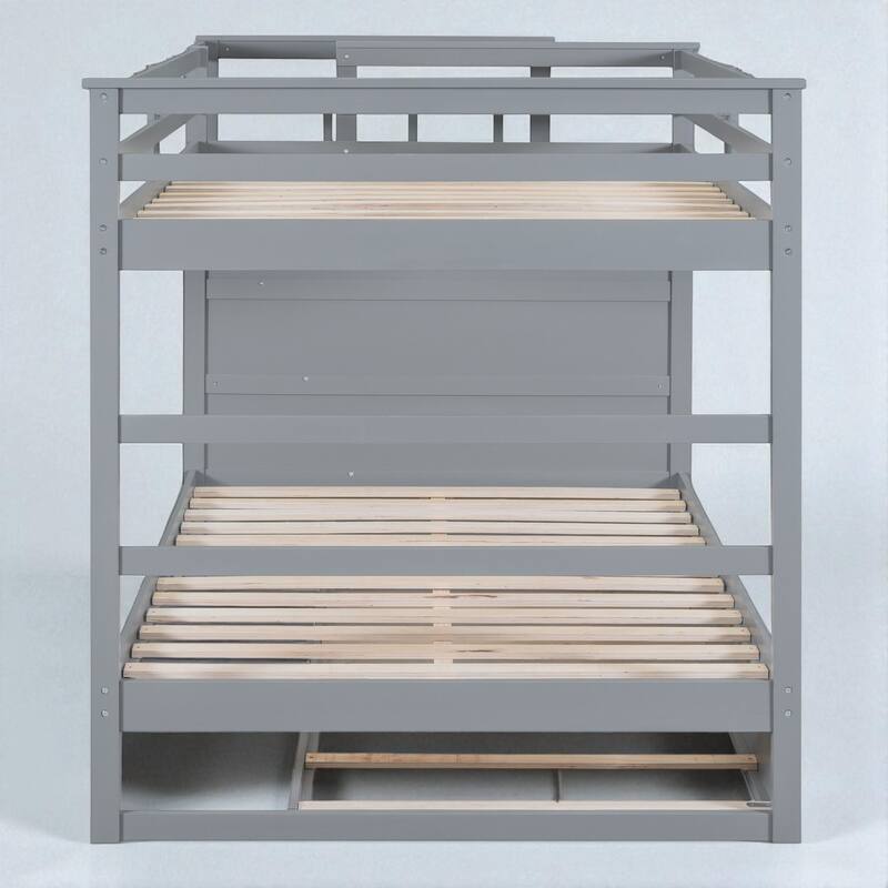 Twin Over Twin Bunk Bed with Trundle and Storage Drawers, Staircase Bunk Frame for Kids and Teens
