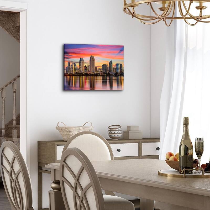 USA City Canvas Wall Art Sunset San Diego Skyline Pictures