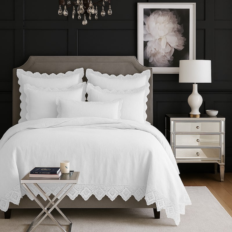 Elsie Lace White 6 Piece Coverlet Set