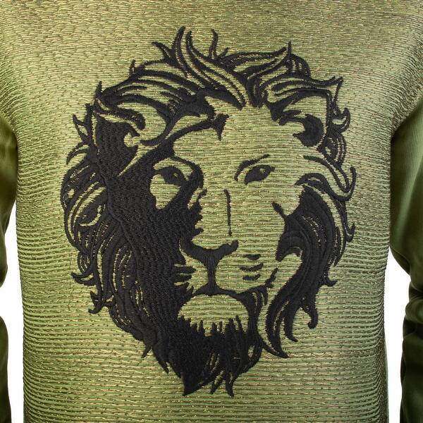 Shop Versace Versus Men S Lion Cotton Crewneck Sweatshirt Olive