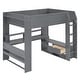 preview thumbnail 16 of 25, All-in-one Gaming Loft Bed with Desk, LED Lights, USB Ports, Multi-shelves, Bookshelf High Loft Wood Bed Frame, Dark Gray Dark Gray - Full