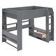 preview thumbnail 6 of 14, Full Size Solid Wood MDF Gaming Loft Bed with Desk, Multi-storage Shelves, LED and Charging Station