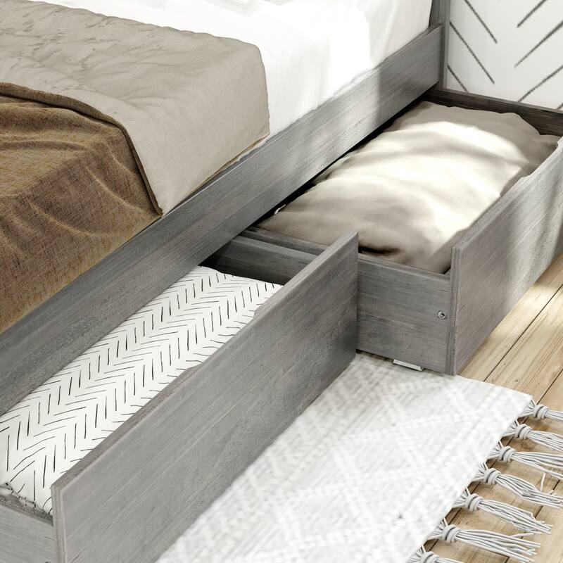 Max and Lily Farmhouse Twin Bed with Plank Headboard and Storage Drawers