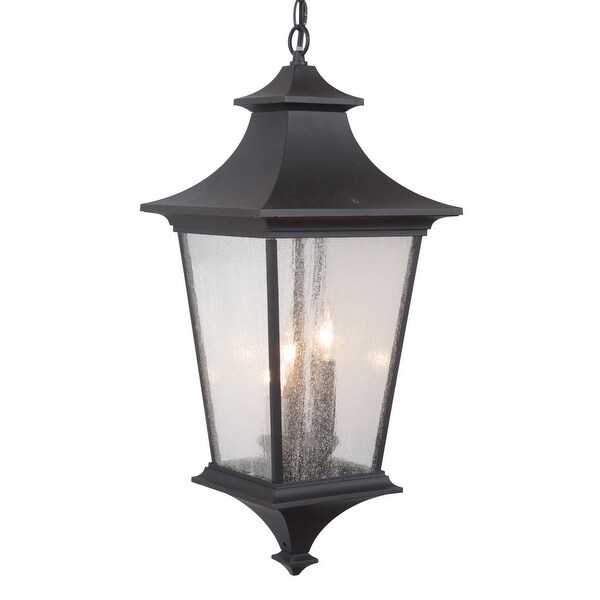 Maxim 40128CDOB Newbury VX 3-Light Outdoor Hanging Lantern CA Incandescent Incandescent Bulb Damp Safety Rating Rated Lumens Standard Dimmable 60W Max. Seedy Glass Oriental Bronze Finish Frosted Glass Shade Material 