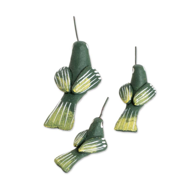 Novica Handmade Hummingbird Family Ceramic Figurines (Set Of 3)