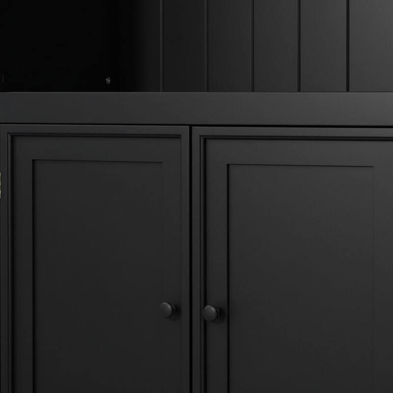 78.75" Farmhouse 4-Tier Display Bookcase with Dimmable LED Light, Glass Shelves & Storage Doors