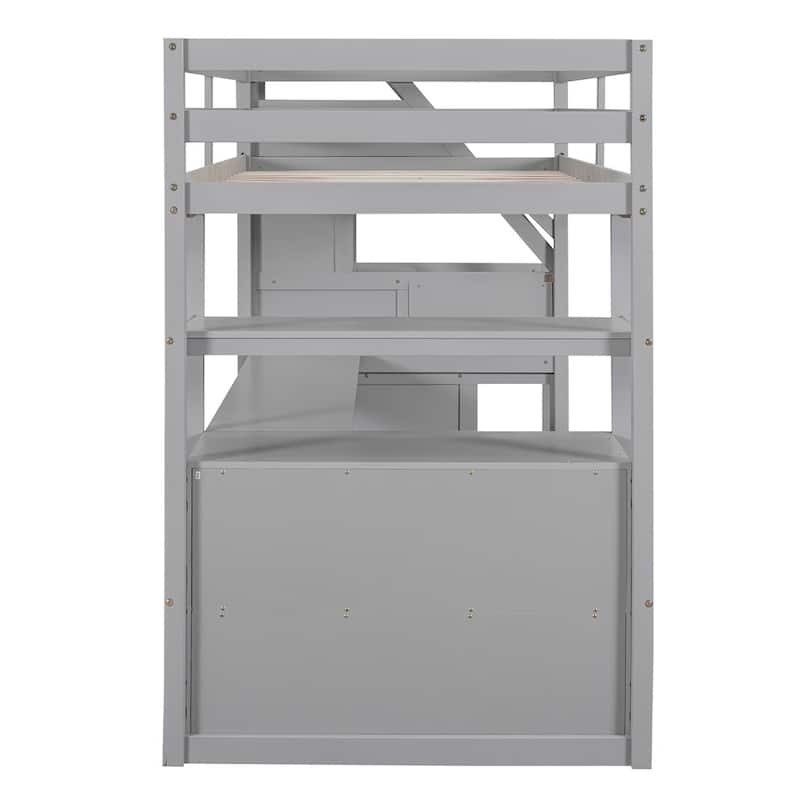 Merax Loft Bed with Desk and Shelves