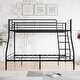 preview thumbnail 1 of 8, Modern Twin over Full Metal Bunk Bed with Guardrail and Ladder, Black Black