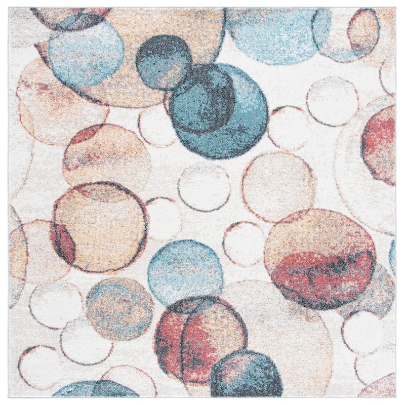 SAFAVIEH, Phoenix Albi Vintage Rug - 6'7" Square - Ivory/Rust