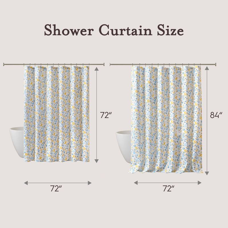 Nora 100% Cotton Floral Shower Curtain