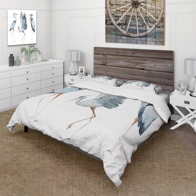 Designart 'Heron Birds II' Traditional Duvet Cover Set