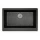 preview thumbnail 6 of 8, Karran All-in-One Farmhouse/Apron-Front Quartz 34 in. Single Bowl Kitchen Sink in Black with Faucet KKF210 in Stainless Steel