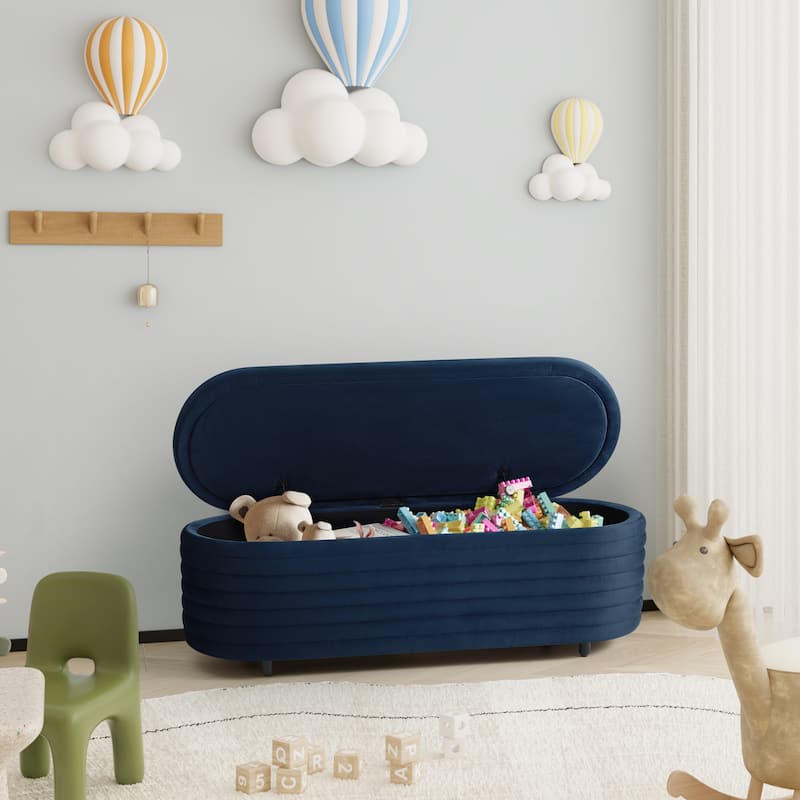Farrah Velvet Polyester Flip Top Storage Ottoman - 54"