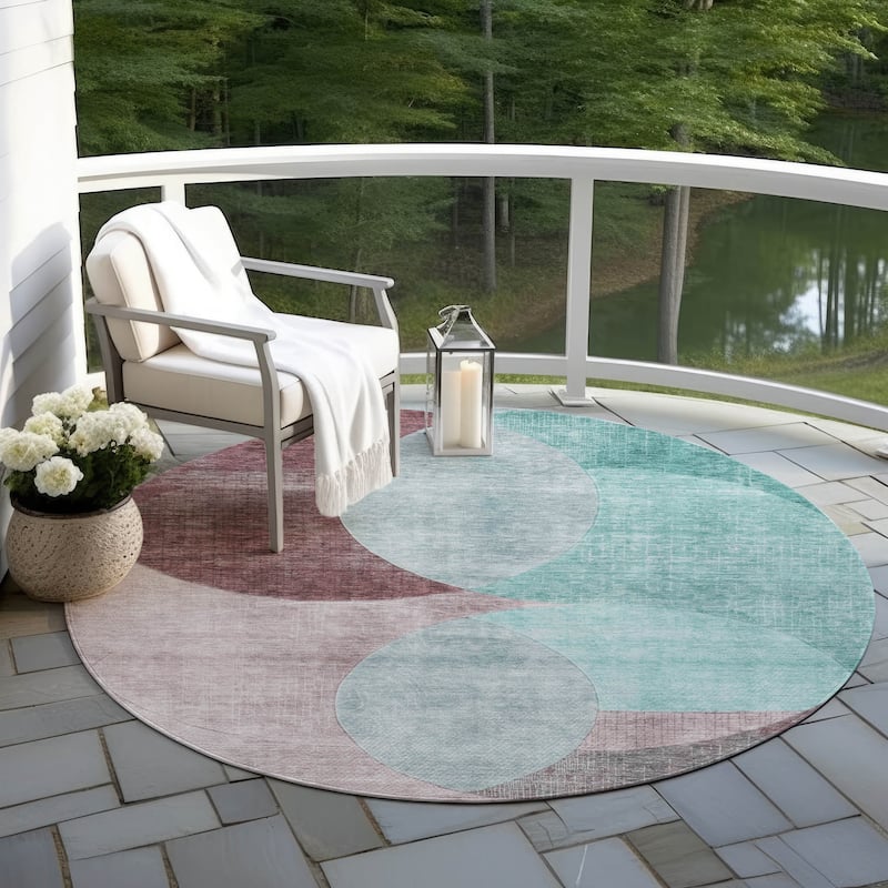 Machine Washable Indoor/ Outdoor Contemporary Deco Chantille Rug