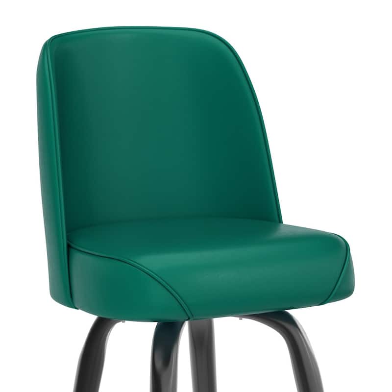 2 Pack Metal Barstool with Swivel Vinyl Upholstered Bucket Seat and Footrest - 18.5"D x 18.5"W x 42.5"H