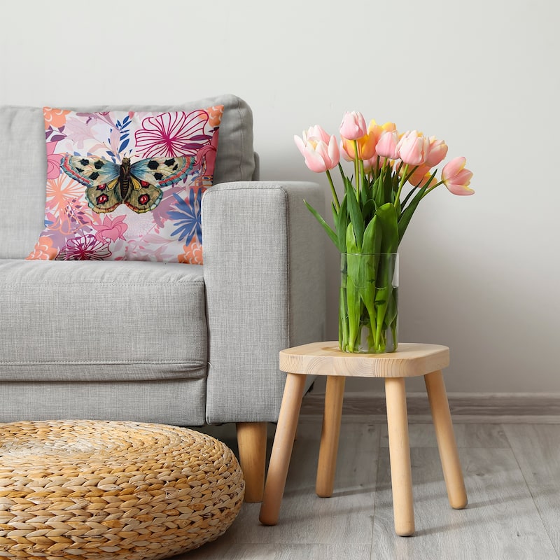Butterfly In Floral Jumble Decorative Throw Pillow