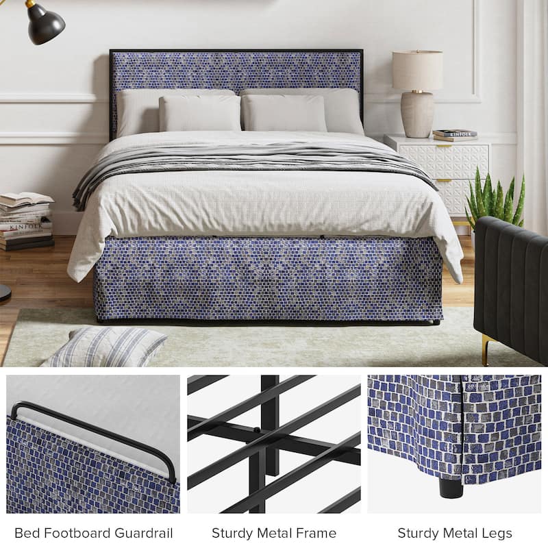 Oliver Modern Washable Slipcover Bed Upholstered Metal by HULALA HOME
