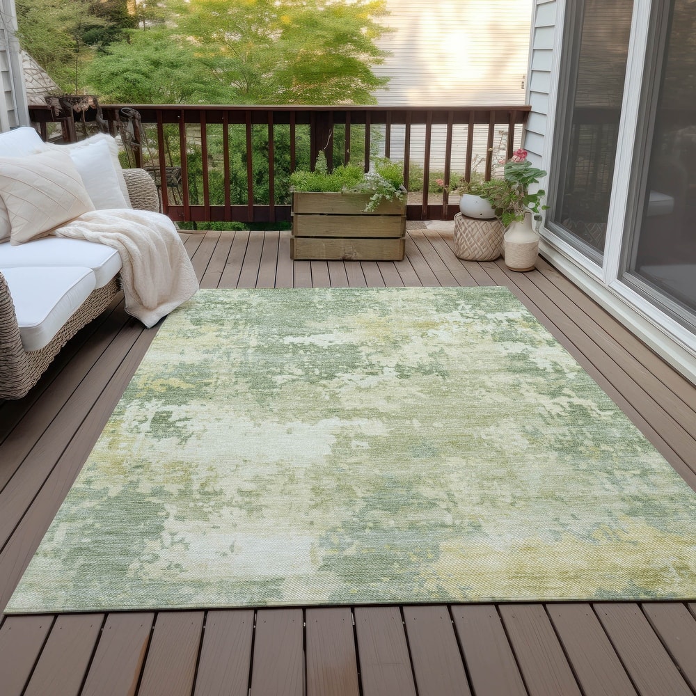 Machine Washable Indoor/Outdoor Contemporary Blend Chantille Rug