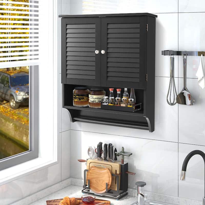 Costway Bathroom Wall Mounted Medicine Cabinet with Louvered Doors & - See Details