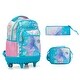 preview thumbnail 1 of 26, 20-Inch 3PCS Kids Rolling Luggage Set, Trolley Backpack with Lunch Bag and Pencil Case for Girls, Suitcase with Mermaid Pattern Blue