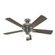 preview thumbnail 12 of 23, Hunter 52" Crestfield Ceiling Fan with LED Light Kit and Handheld Remote - Casual, Farmhouse, Transitional, Rustic