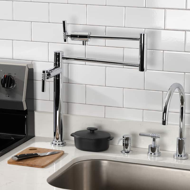 Kingston Brass Milano Two-Handle 1-Hole Deck Mount Pot Filler Faucet