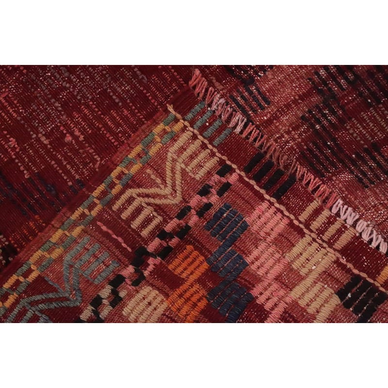 Hand Woven Oriental 100% Wool Carpet Southwestern Tribal Multi-Colored Kilim Area Rug - 9' 3'' X 5' 11''