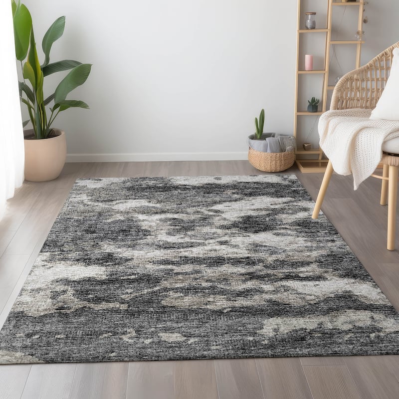 Premium Washable Super Soft Abstract Camo Mayfield Rug - Black - 3' x 5' - Rectangle