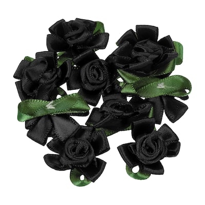 10Pcs Mini Satin Ribbon Roses Small Rosettes Fabric Flowers