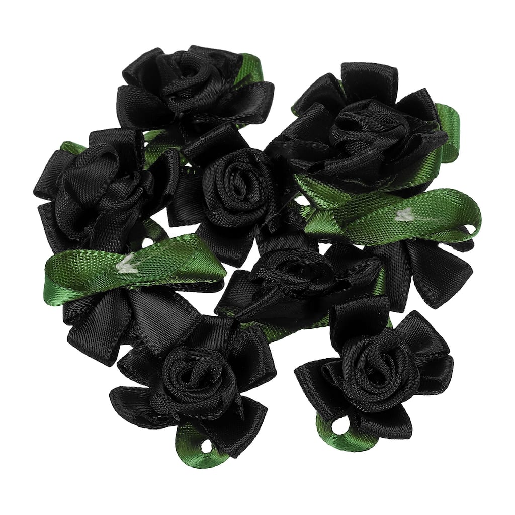 10Pcs Mini Satin Ribbon Roses Small Rosettes Fabric Flowers