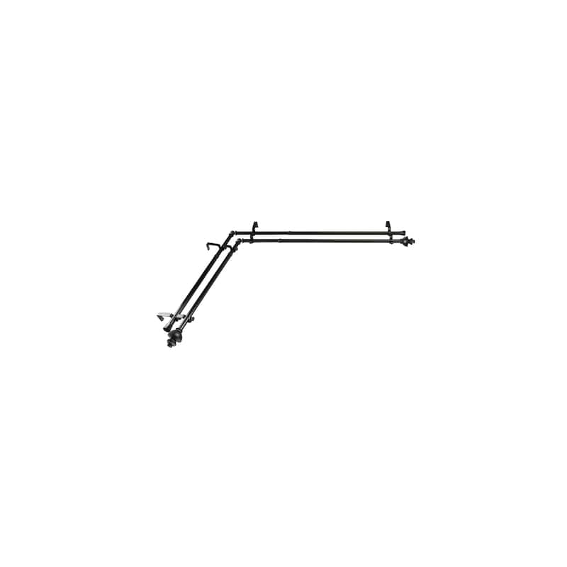 Corner Window Curtain Rod Double Rod Set Adjustable Black 66-120 Inch - M