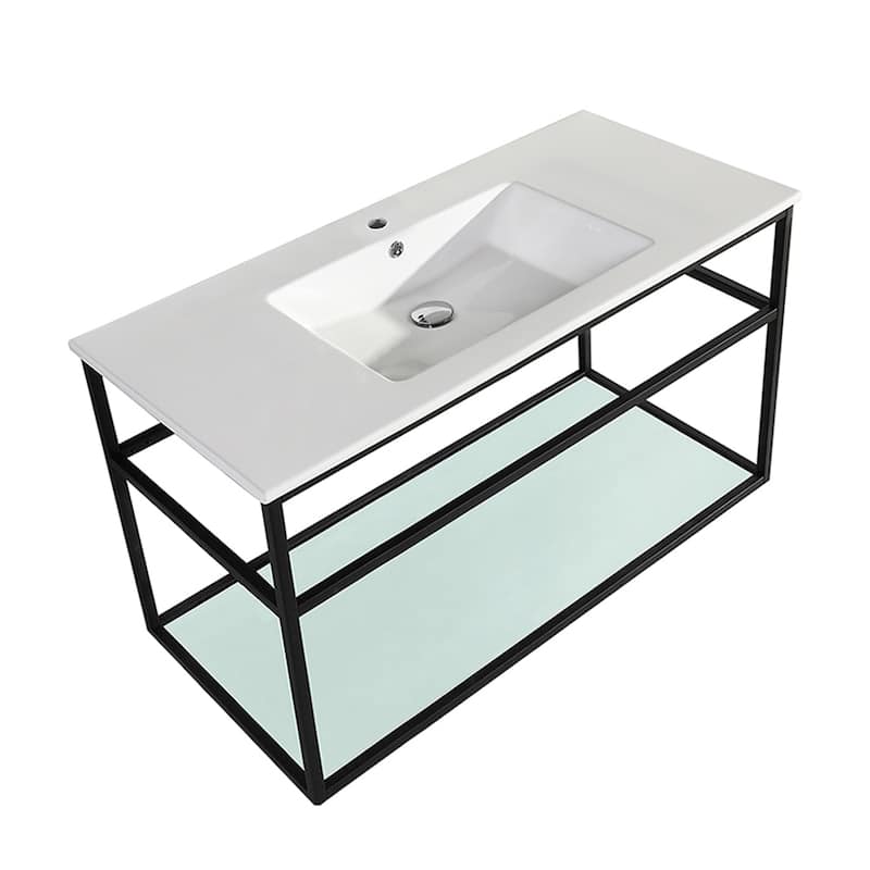 Swiss Madison SM-BV554 Pierre 48" Single, Metal Frame, Open Shelf, Bathroom Vanity