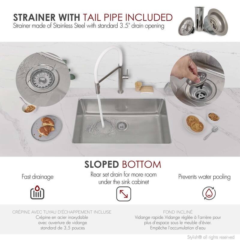 Stylish Dual Mount 30" Stainless Steel Single-Bowl Kitchen Sink S-411 - 30" x 18" x 9"