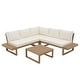 preview thumbnail 10 of 25, Outdoor 4 pieces V-Shaped Acacia Wood Sectional Sofa Set