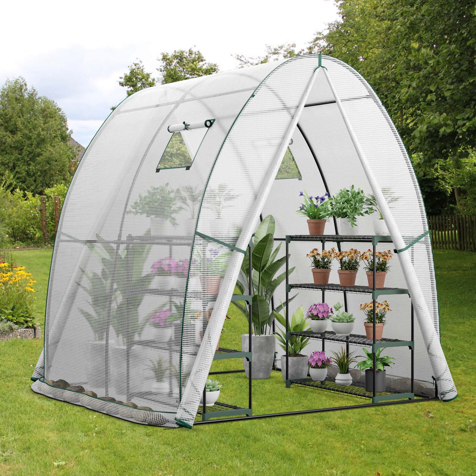 Costway Portable Greenhouse with 2 Zippered Doors 2 Roll-up Screen - See Details