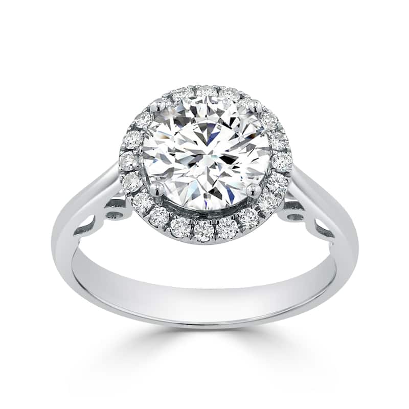 Auriya 14k Gold 1 5/8ct TW Moissanite Halo Diamond Engagement Ring 1/4ctw