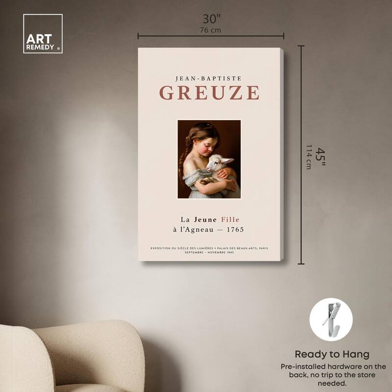 Girl and Her Lamb Canvas by Art Remedy, Gallery Wrapped