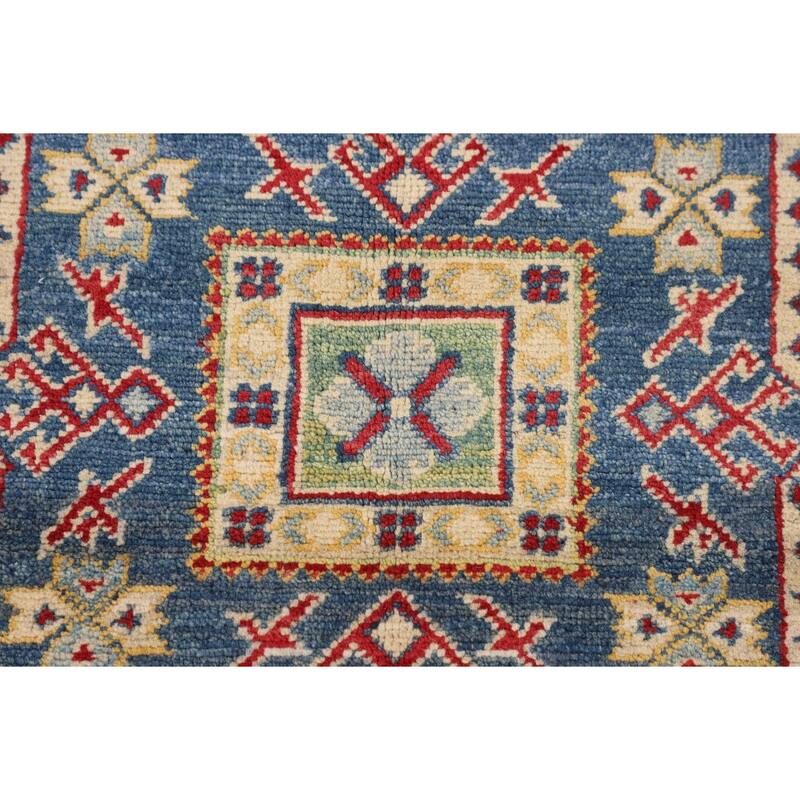 Red Kazak Oriental Area Rug Handmade Geometric Wool Carpet - 5'1" x 6'9"