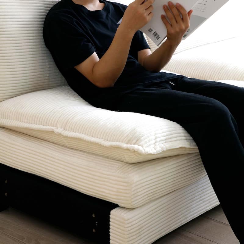 Roomfitters 3-Piece Modular Corduroy Sectional Sofa, Oversized 6-Seat Set with Memory Foam