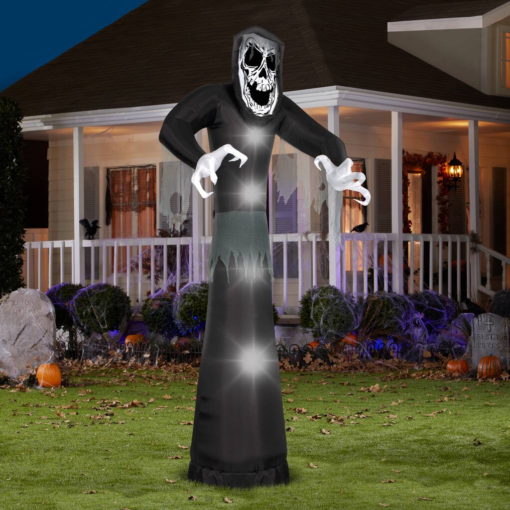 Gemmy Christmas Airblown Inflatable Beckoning Reaper Giant, 10 ft Tall, Multicolored
