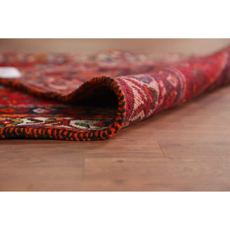 Hand Knotted Oriental 100% Wool Carpet Traditional Tribal Red Shiraz Runner Rug - 10' 8'' X 3' 2''