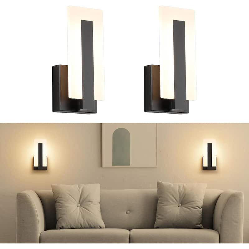 Led 2 pack wall light black hallways light metal bedrooms light