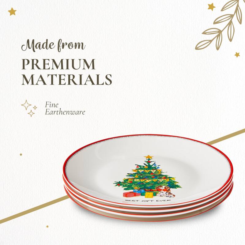 Spode Set of 4 Kit Kemp Doodles Christmas Cake Plates - 6-Inch