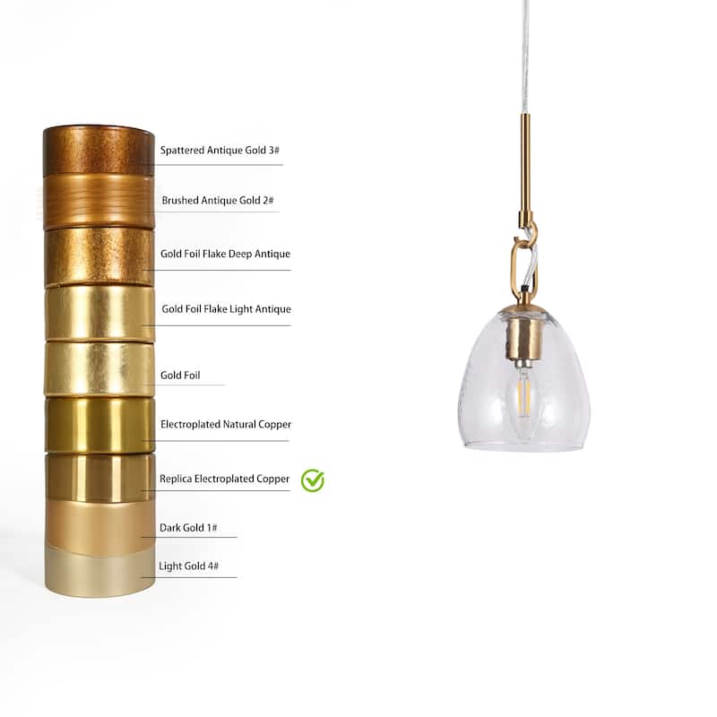 Blobfish Modern Gold 1-Light Glass Pendant Lights for Kitchen Island - 5.1"D x 18"H - 73"H