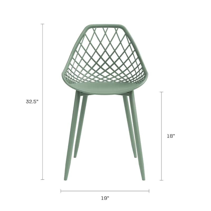 Kurv™ Mid-Century Modern Dining Chair with Steel Legs for Indoors or Outdoors - Set of 2