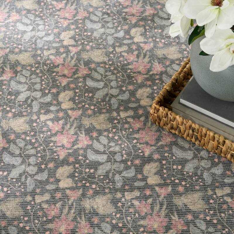 Nourison Botanical Washables Indoor only Textured Floral Area Rug