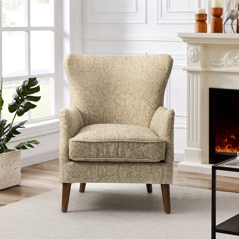 Nikolaus Comfy Living Room Armchair with Hardwood Legs by HULALA HOME - BEIGE